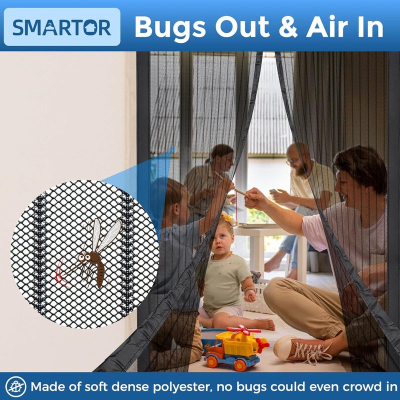 Smartor Magnetic Screen Door Magnetic Closure Fits 36"x82" Doors |Polyester - Retractable Screen Door Mesh| Self Sealing|Hands Free |Keeps Bugs Out|Pet and Kid Friendly-38 Inch x 83 Inch - Image 4